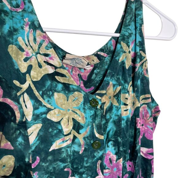 Far Away Dress Women's Large Floral Sleeveless V-Neck Button Resort Midi - Picture 4 of 9